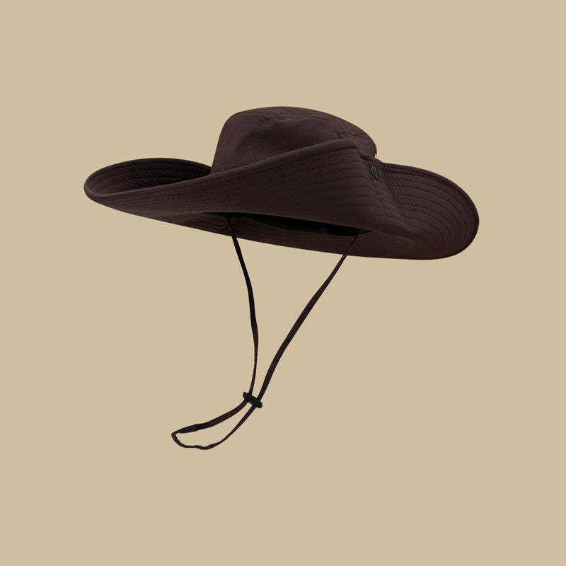 夏季防曬登山漁夫帽女戶外大簷釣魚帽徒步遮陽西部大頭圍牛仔帽