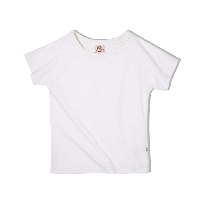 馬登女裝 新疆棉圓領短袖T恤夏季基礎百搭半袖衫Vintage純色插肩體恤