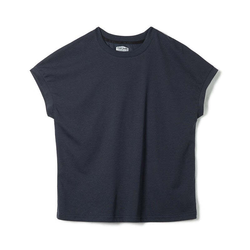 馬登女裝 冰絲上衣落肩基礎鹽系短袖夏凉感打底衫薄款寬鬆圓領T恤