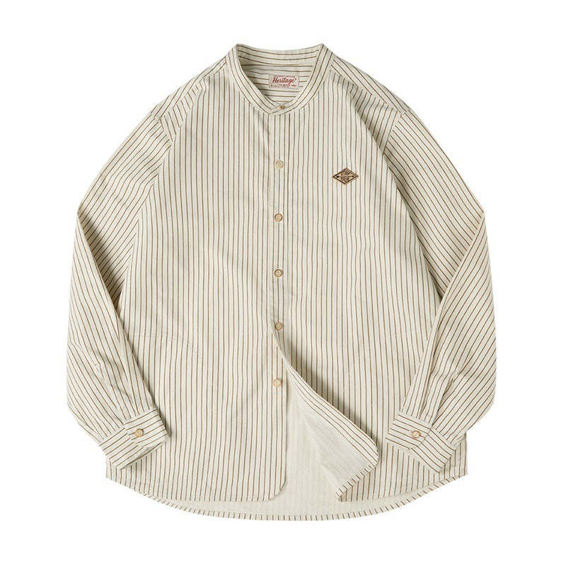 馬登女裝 法式豎條紋襯衫秋內搭純棉長袖襯衣設計感休閒上衣外套