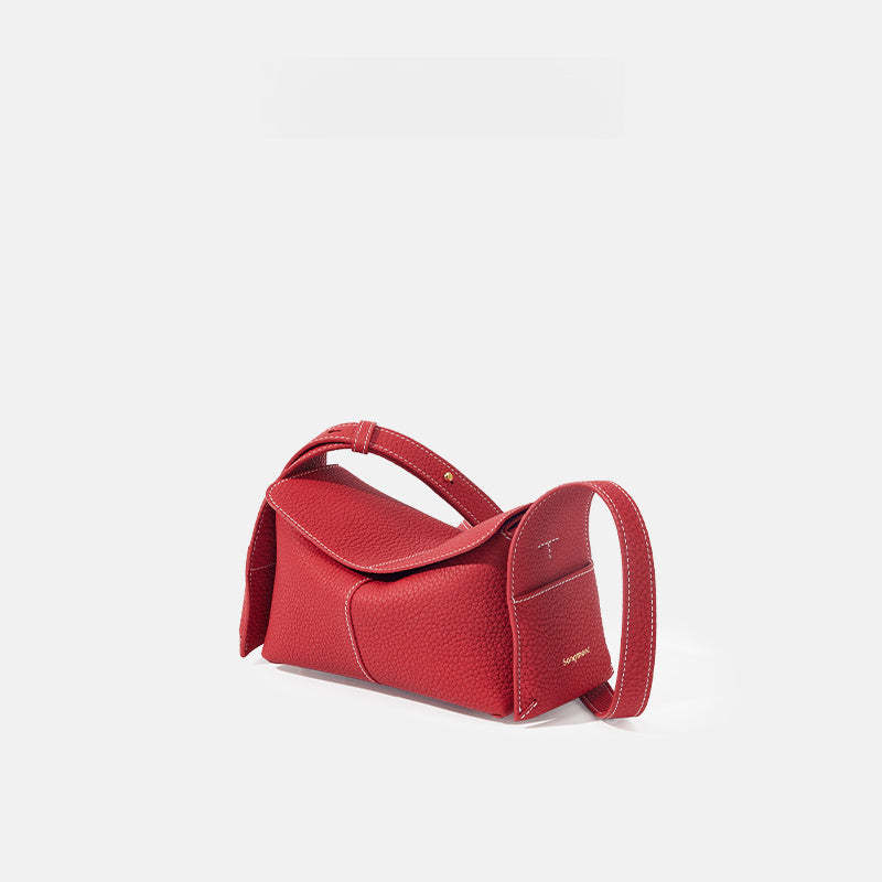 mini屋簷包春夏頭層牛皮通勤斜挎hobo包