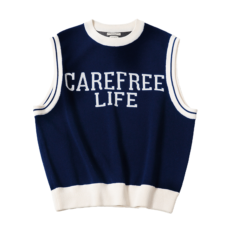 馬登女裝 學院風針織馬甲背心圓領套頭毛衣無袖疊穿上衣夏季新款