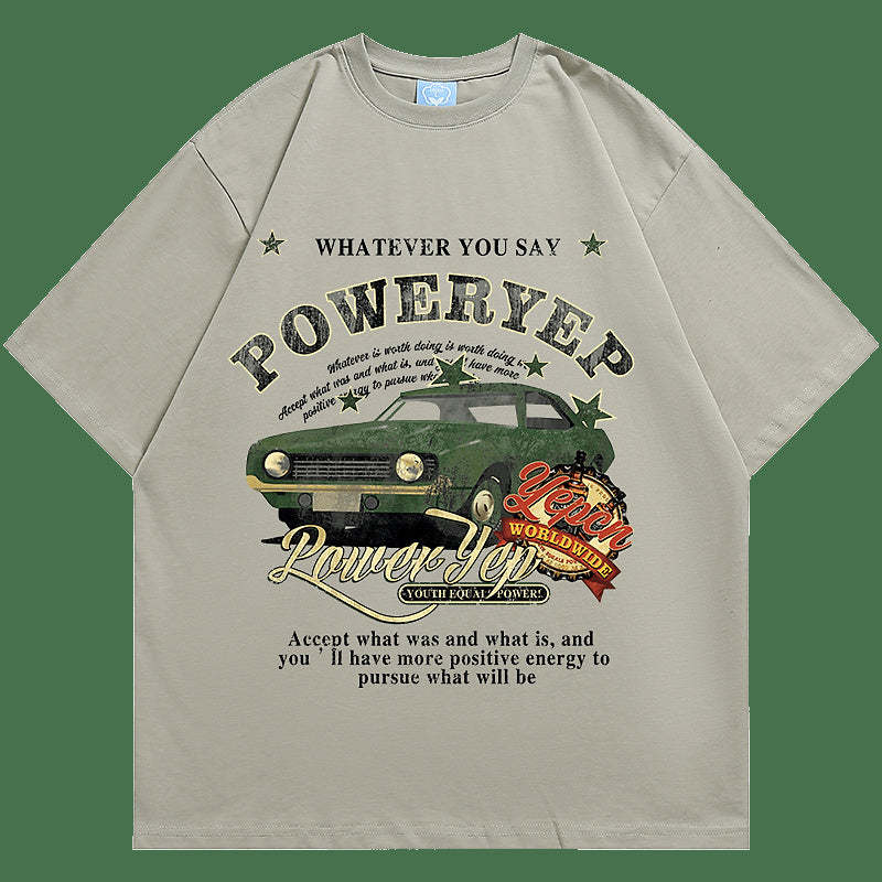 美式復古牛油果綠純棉短袖T恤女小眾半袖上衣夏裝寬鬆oversize