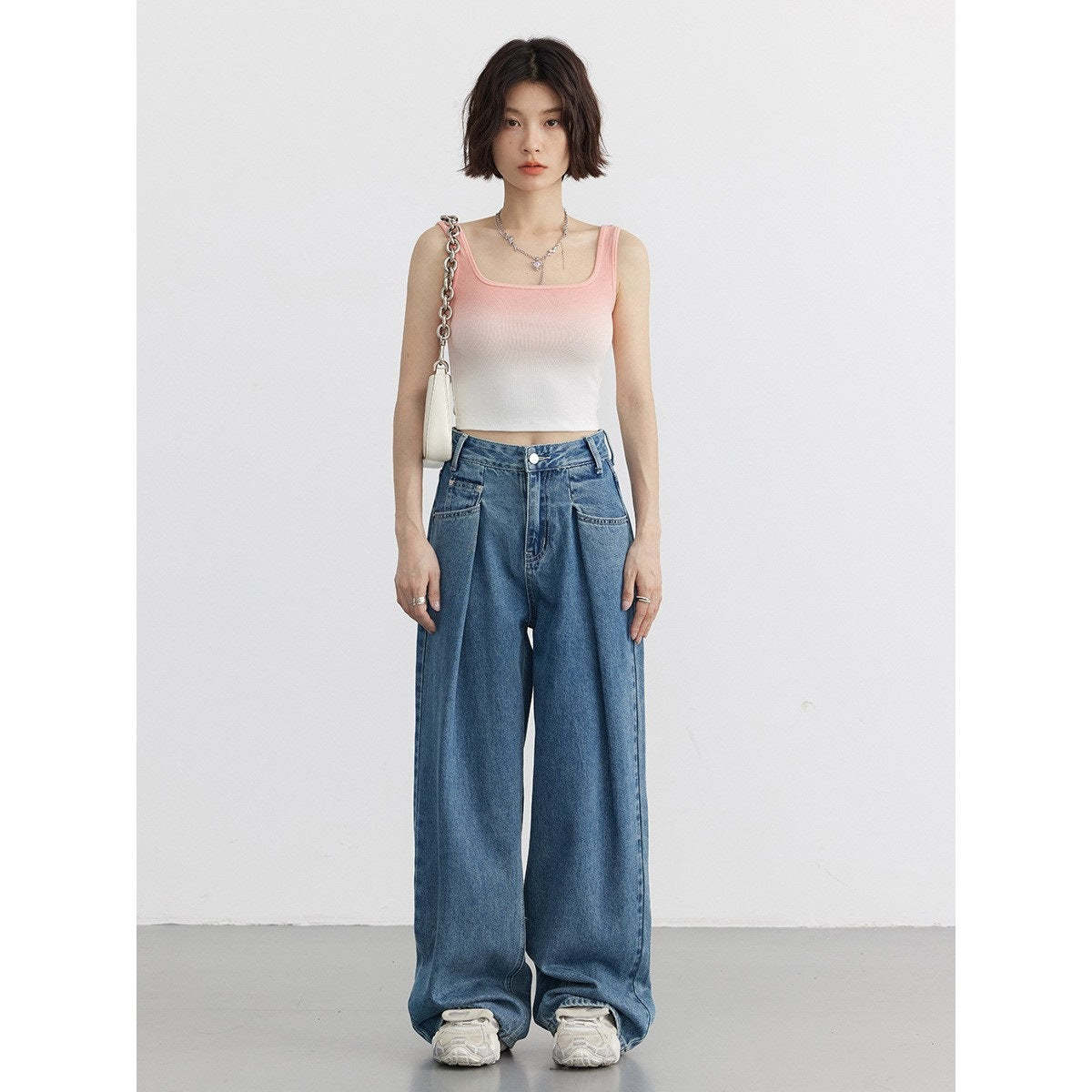 CHICVEN「夏日度假」韓版漸變色短款吊帶無袖背心女上衣夏