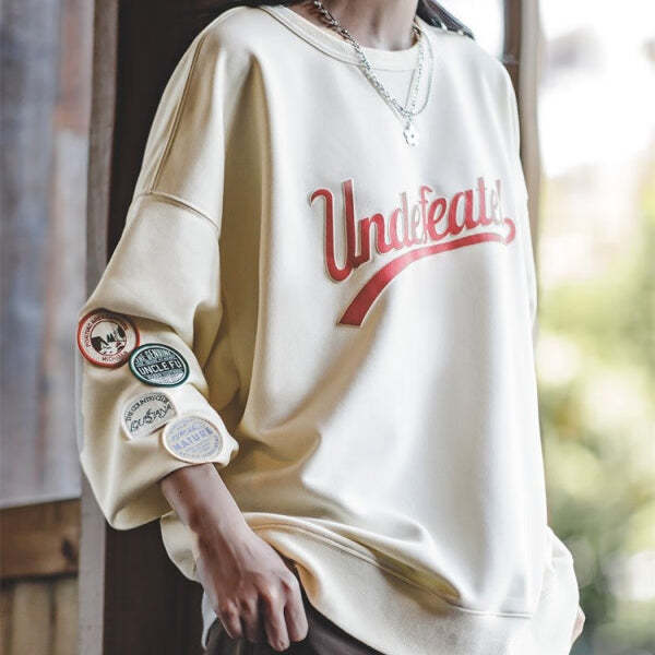 馬登女裝 美式休閒套頭衛衣女撞色拼接插肩袖學院風長袖上衣外套秋