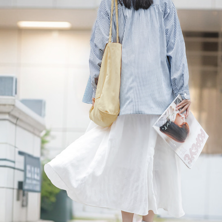 馬登女裝 法式初戀半身裙小個子高腰a字溫柔白色長裙設計感小眾裙
