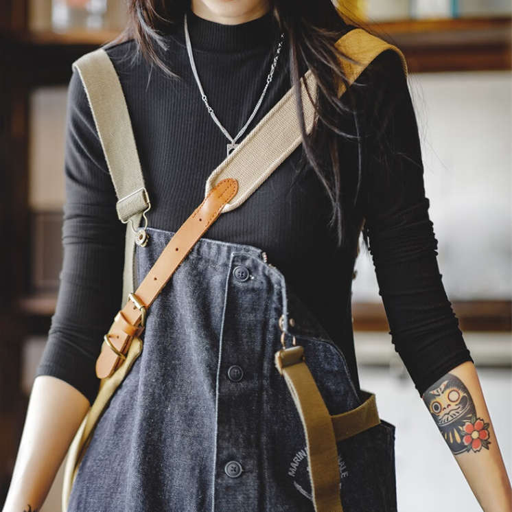 馬登女裝 美式休閒半高領純色打底衫內搭女修身長袖T恤