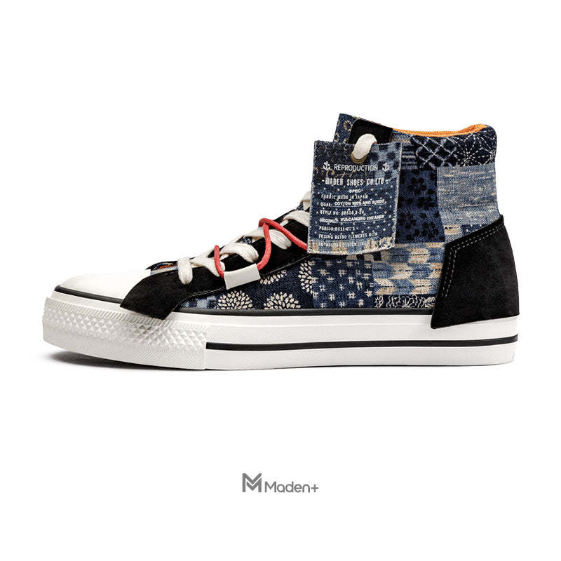 馬登女裝 地心引力Gravity 2023新款高幫帆布鞋情侶腰果花古布板鞋