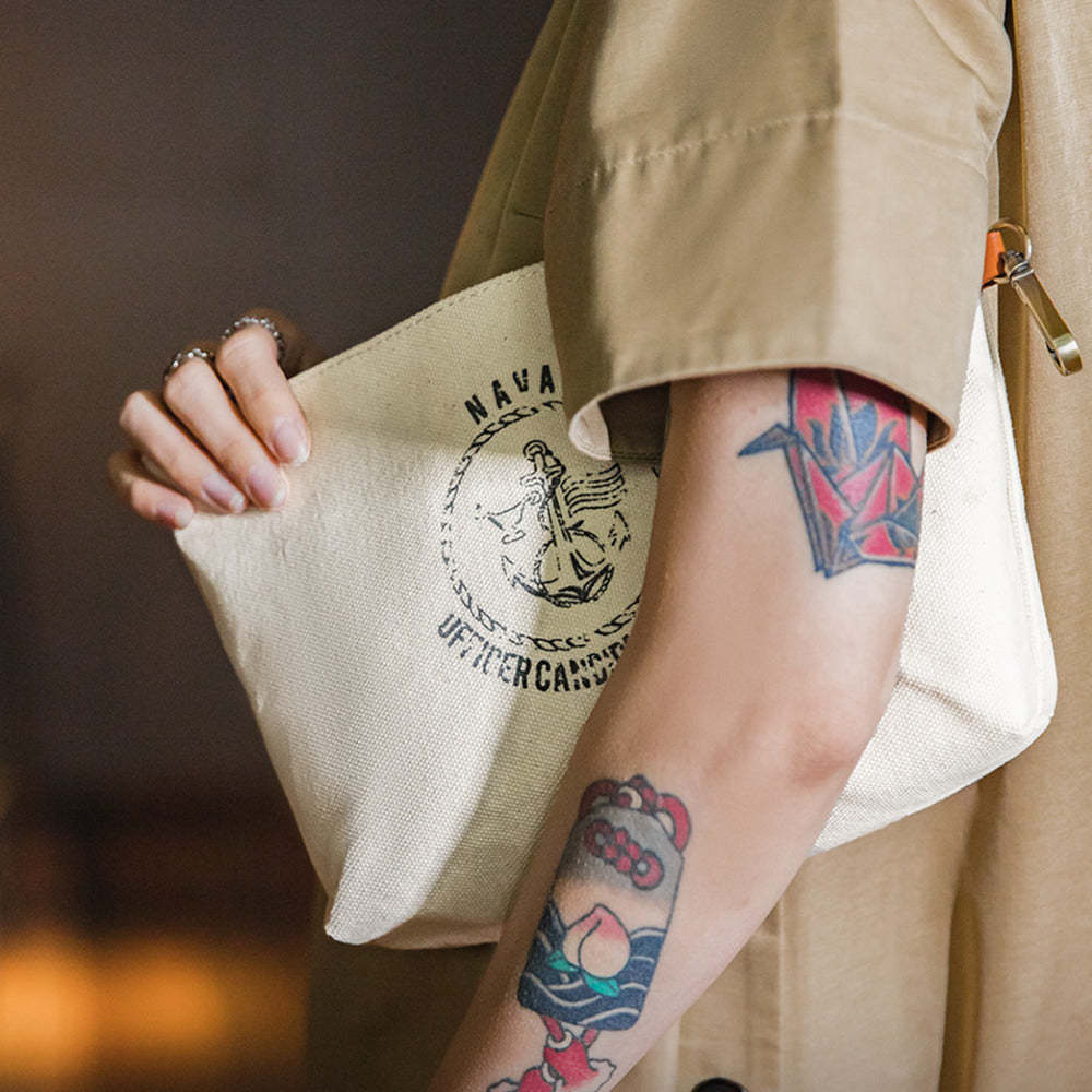 馬登女裝 美式子母做舊印花工具單肩包阿美哢嘰簡約斜挎包