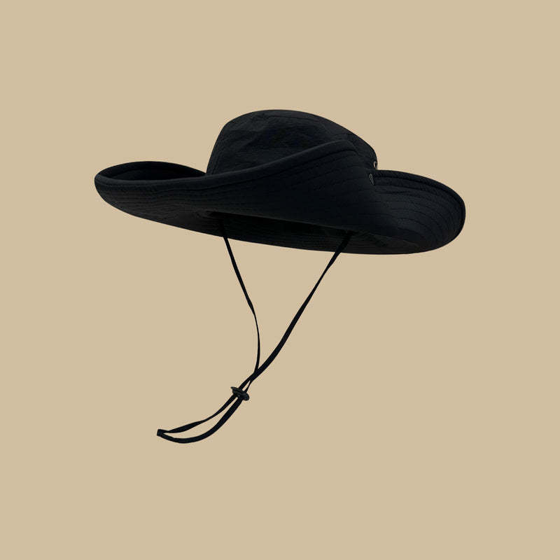 夏季防曬登山漁夫帽女戶外大簷釣魚帽徒步遮陽西部大頭圍牛仔帽