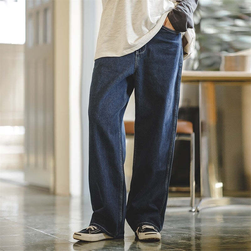 馬登女裝 美式復古直筒休閒褲男友風氣質寬鬆闊腿牛仔褲