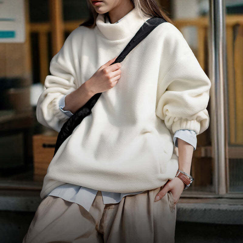 馬登女裝 美式立領搖粒絨衛衣秋冬慵懶風oversize寬鬆長袖上衣