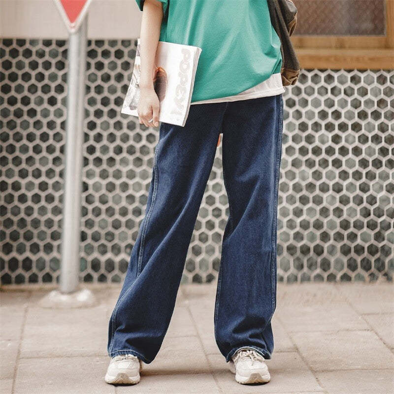 馬登女裝 美式復古直筒休閒褲男友風氣質寬鬆闊腿牛仔褲