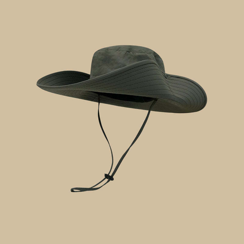 夏季防曬登山漁夫帽女戶外大簷釣魚帽徒步遮陽西部大頭圍牛仔帽