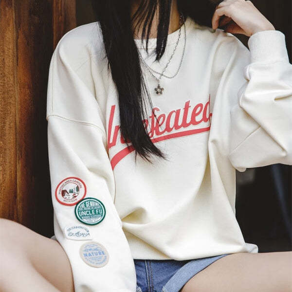 馬登女裝 美式休閒套頭衛衣女撞色拼接插肩袖學院風長袖上衣外套秋