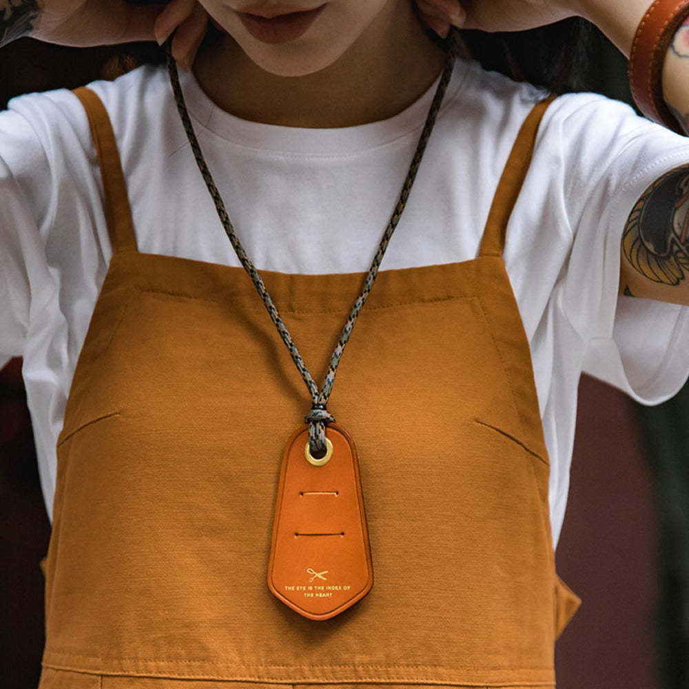 馬登女裝 美式防丟防滑便攜眼鏡墨鏡掛繩頭層牛皮阿美哢嘰項鍊