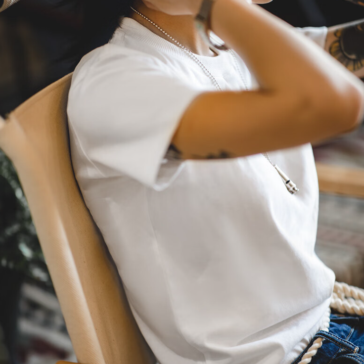 馬登女裝 基礎鹽系短袖打底衫黑白T純棉色半袖顯瘦無感內搭正肩T恤
