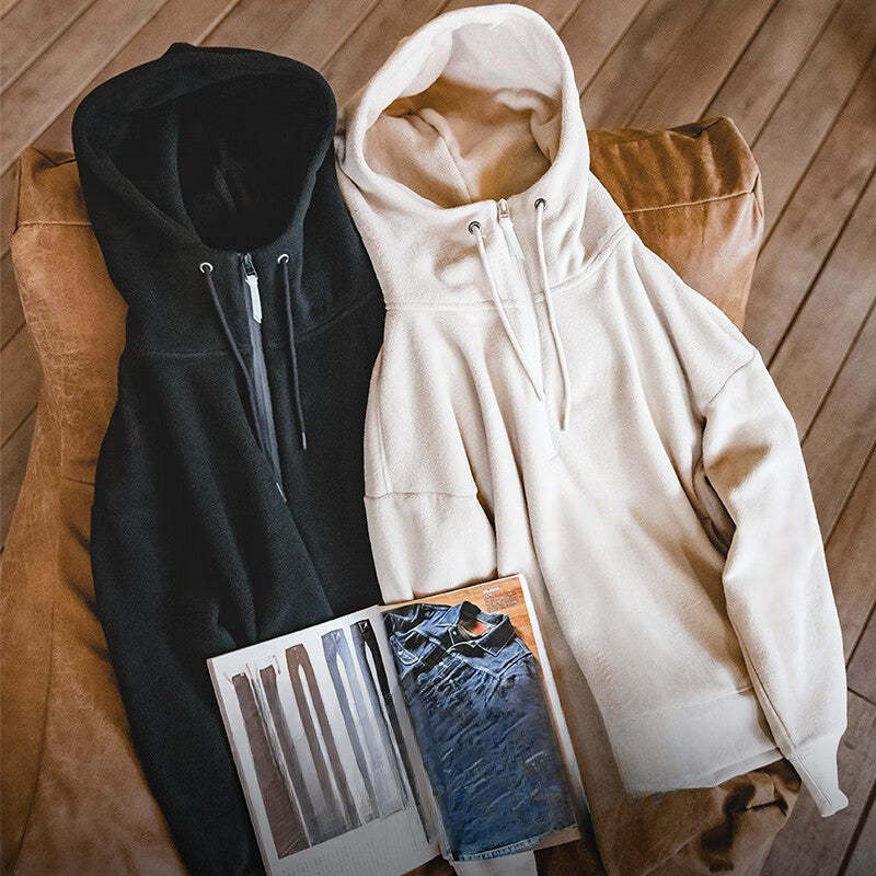 馬登女裝 秋冬新款連帽衛衣加絨保暖套頭衫軟糯純色慵懶風學生衛衣