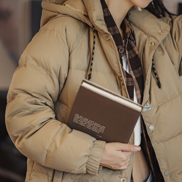 馬登女裝 90白鴨絨羽絨服連帽外套冬季加厚寬鬆麵包服女