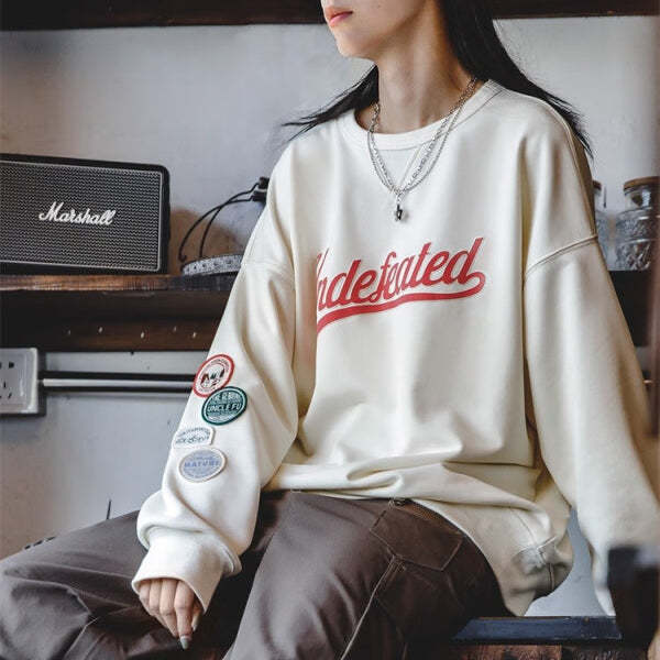 馬登女裝 美式休閒套頭衛衣女撞色拼接插肩袖學院風長袖上衣外套秋