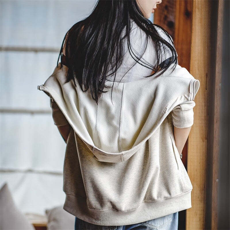 馬登女裝 美式休閒搖粒絨連帽衛衣男女同款秋冬加絨短款開衫外套上衣