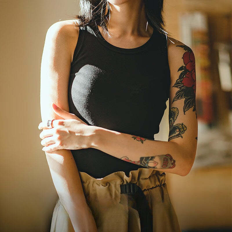 馬登女裝 基礎款針織背心夏季百搭小吊帶打底衫美背修身運動背心