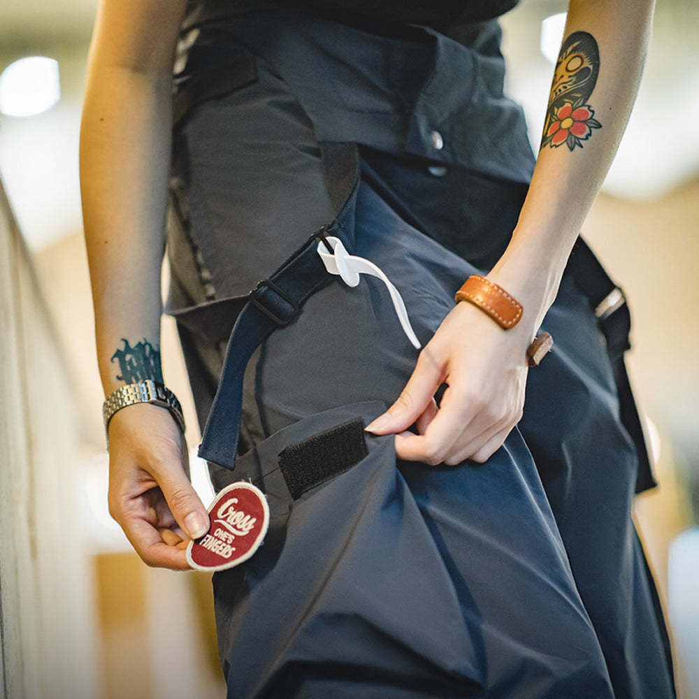 馬登女裝 美式機能風工裝背帶褲山系戶外防水寬鬆個性闊腿褲女