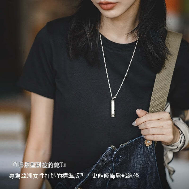 馬登女裝 基礎鹽系短袖打底衫黑白T純棉色半袖顯瘦無感內搭正肩T恤