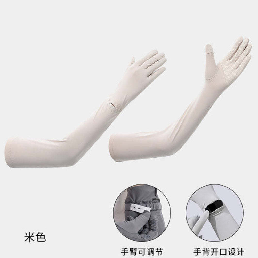 夏季遮陽防曬冰袖套女防紫外線長款手套開車防滑戶外透氣騎行護臂