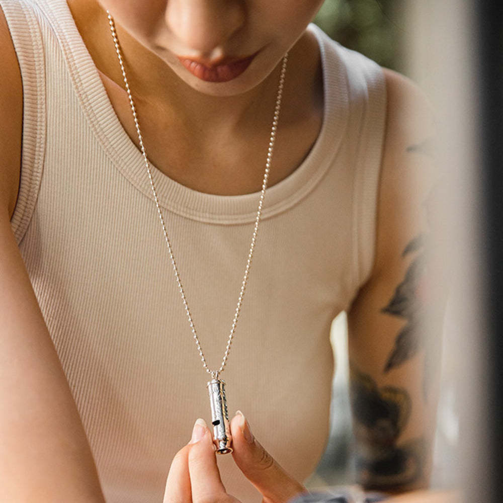 馬登女裝 美式純銀防空哨可吹響二戰吊墜哨子項鍊