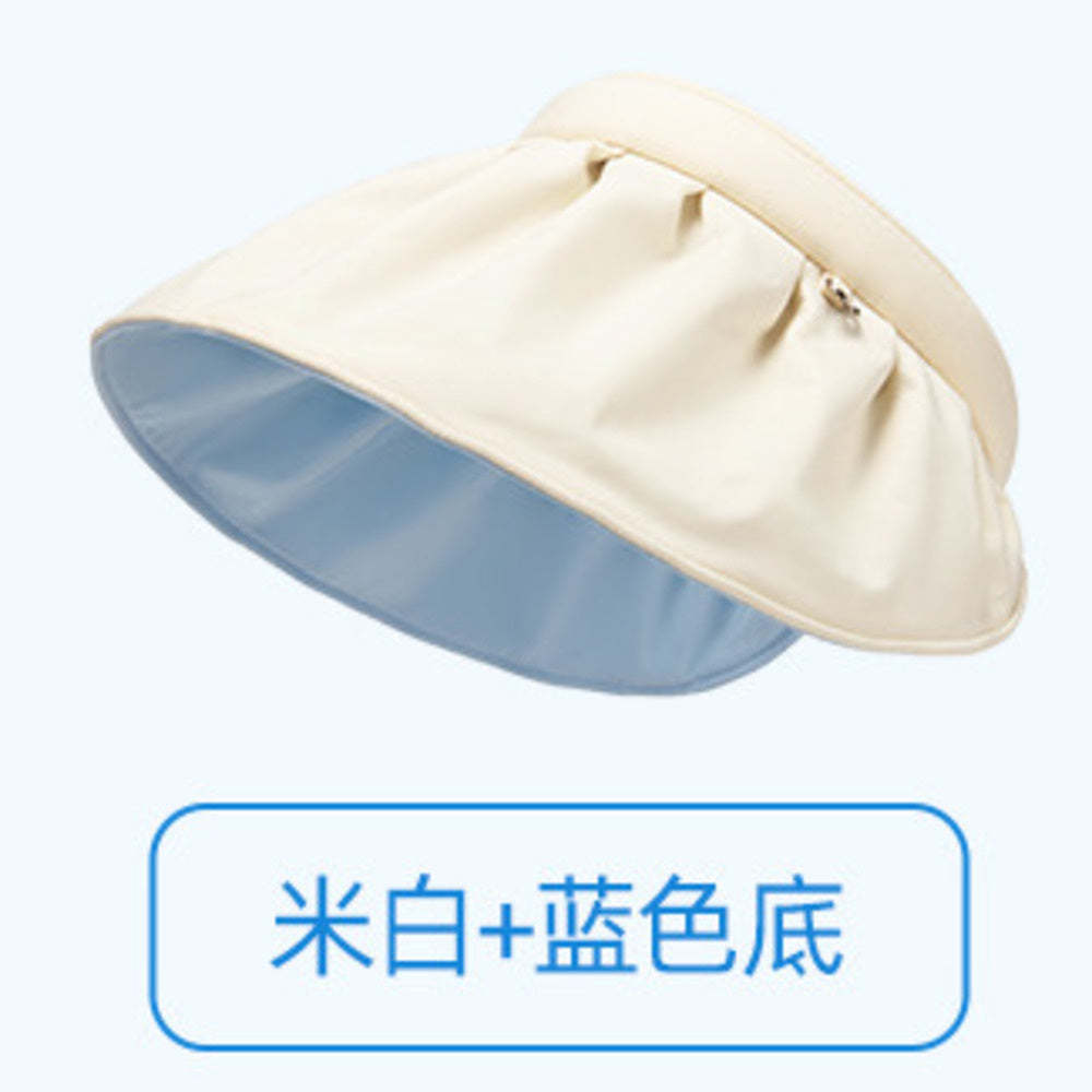 UPF50+貝殼防曬帽女夏季防紫外線太陽帽空頂發箍遮陽帽大帽檐騎行