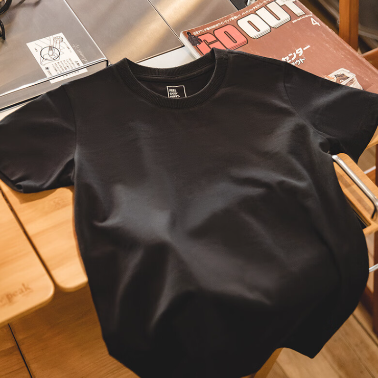 馬登女裝 基礎鹽系短袖打底衫黑白T純棉色半袖顯瘦無感內搭正肩T恤