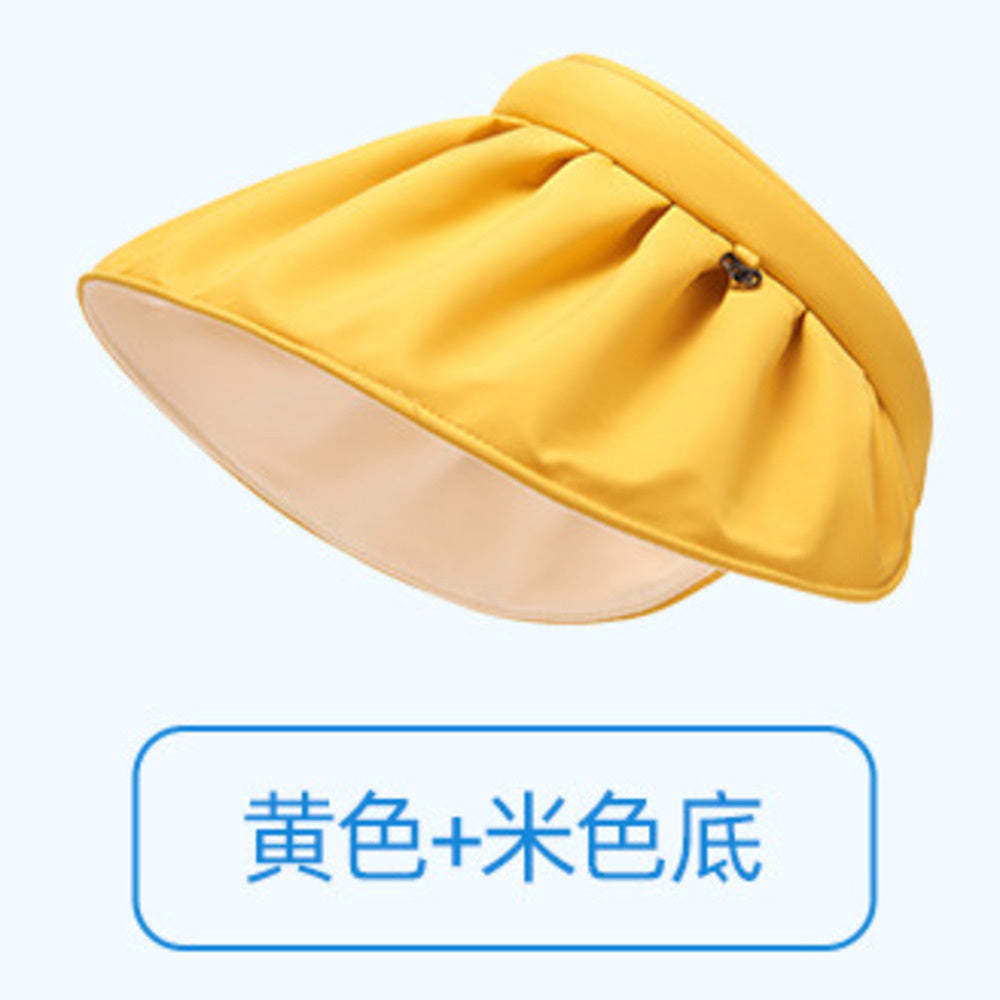 UPF50+貝殼防曬帽女夏季防紫外線太陽帽空頂發箍遮陽帽大帽檐騎行