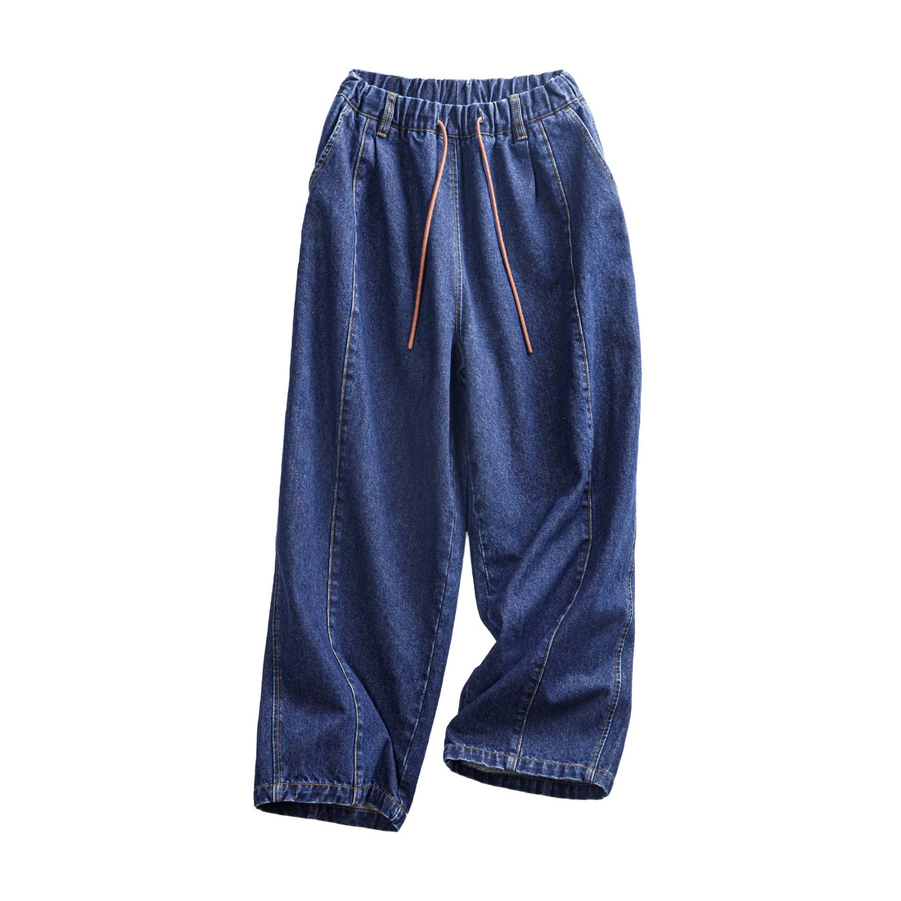 馬登女裝 寬鬆直筒解構香蕉牛仔褲鬆緊腰抽繩闊腿褲加長鬆弛感褲子