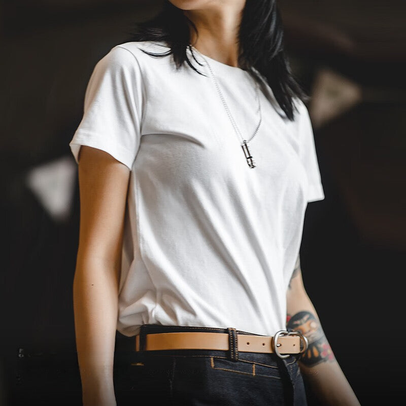 馬登女裝 基礎鹽系短袖打底衫黑白T純棉色半袖顯瘦無感內搭正肩T恤