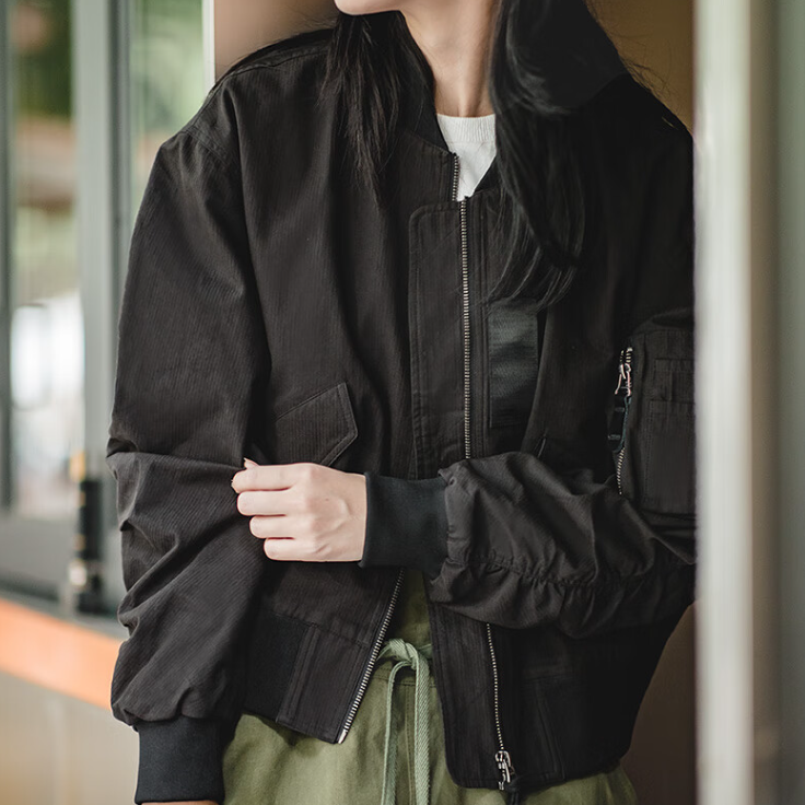 馬登女裝 美式復古MA1飛行員夾克外套vintage純棉短款棒球服上衣