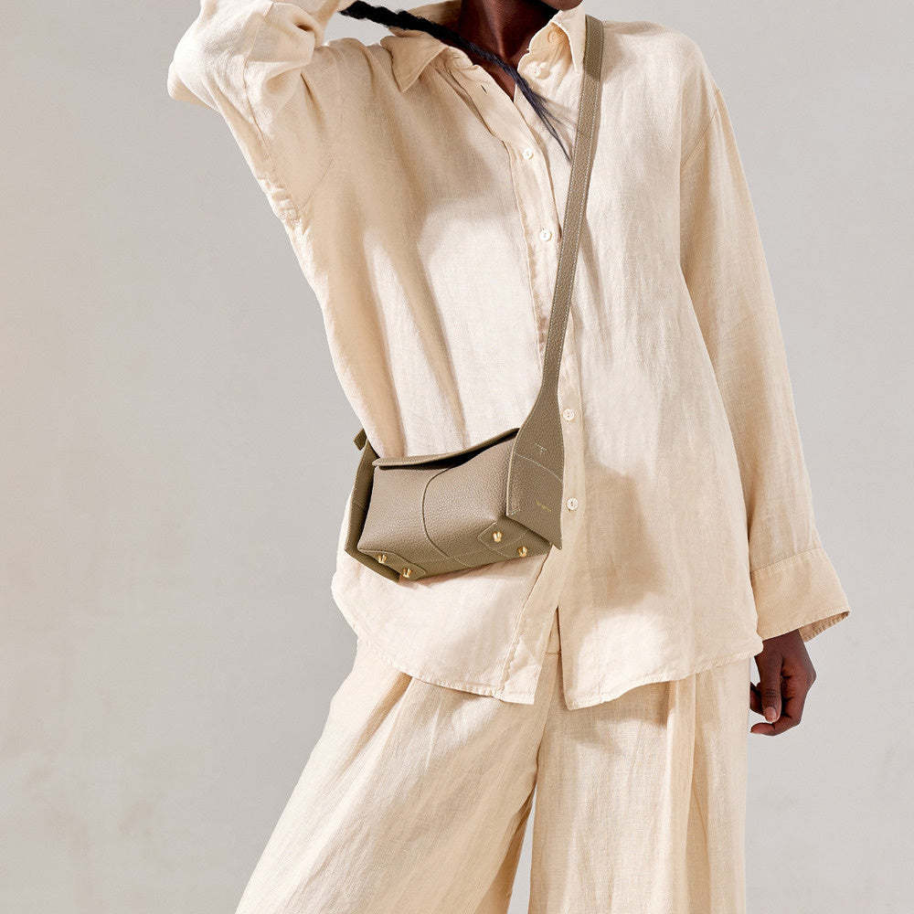 mini屋簷包春夏頭層牛皮通勤斜挎hobo包