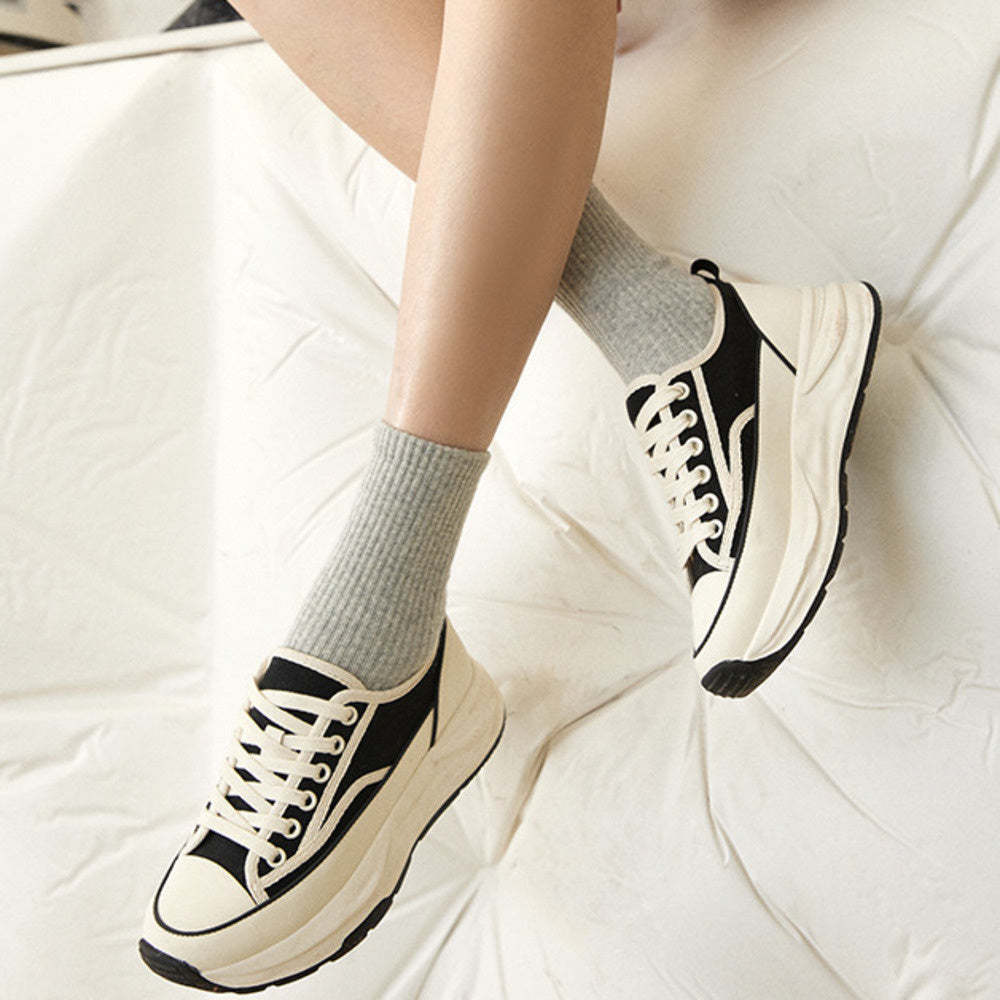 厚底增高帆布鞋女溶解平底小白鞋女