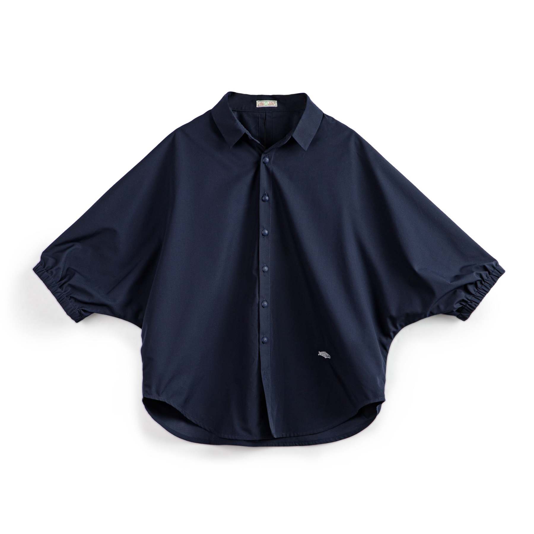 馬登女裝 美式襯衫七分袖寬鬆上衣蝙蝠袖休閒透氣立領外套可疊穿夏季女