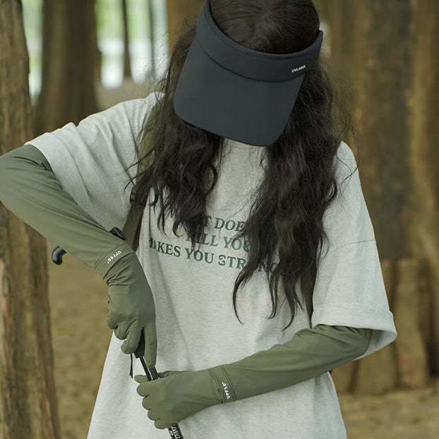 夏季遮陽防曬冰袖套女防紫外線長款手套開車防滑戶外透氣騎行護臂