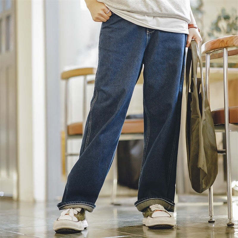 馬登女裝 美式復古直筒休閒褲男友風氣質寬鬆闊腿牛仔褲