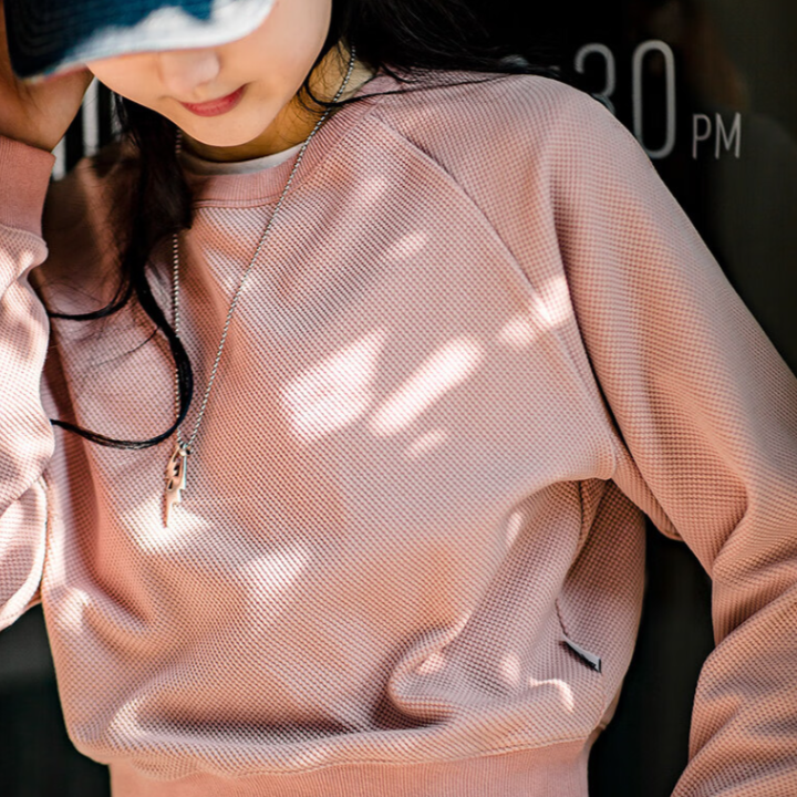 馬登女裝 設計感高腰圓領衛衣小個子內搭打底衫提花長袖T恤上衣