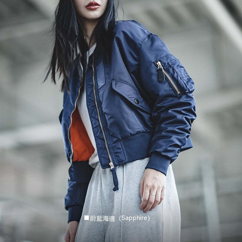 馬登女裝 MA1飛行員夾克秋冬加厚棉服防風保暖棒球服外套女