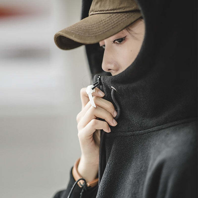 馬登女裝 秋冬新款連帽衛衣加絨保暖套頭衫軟糯純色慵懶風學生衛衣