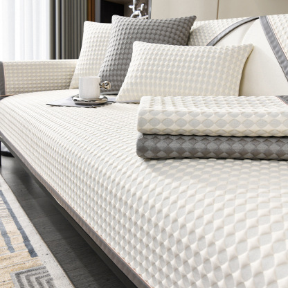 輕奢沙發墊夏季坐墊子冰絲涼墊夏天沙發套罩新款布巾