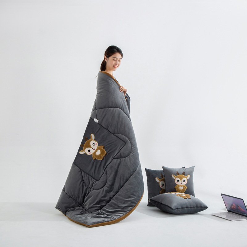 兩用抱枕被 多功能加厚水晶絨吉祥卡通泰迪絨 抱枕被卡通泰迪絨加厚多功能絨毯