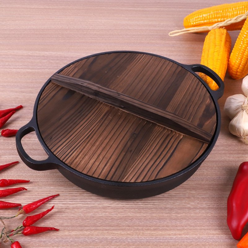家用鑄鐵平底鍋 老式加厚煎鍋 专用生鐵煎鍋 燃氣爐適用鑄鐵平底鍋 煎鍋不粘鍋適用電磁爐