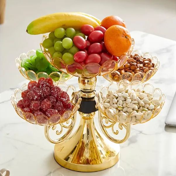多層旋轉高檔水晶果盤這款精美的多層旋轉水晶水果盤可提升您的用餐體驗