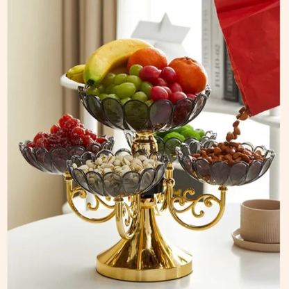 多層旋轉高檔水晶果盤這款精美的多層旋轉水晶水果盤可提升您的用餐體驗