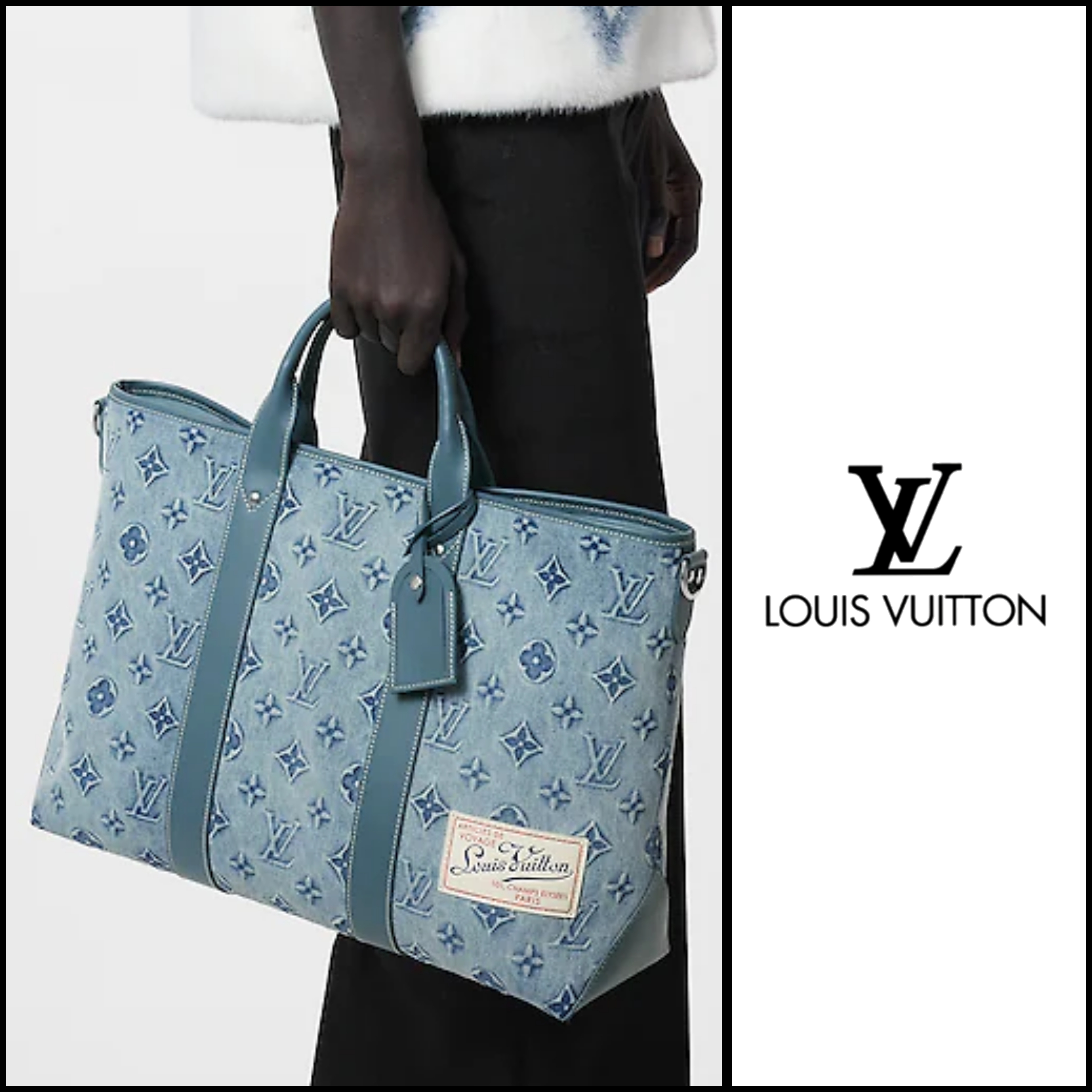 Louis Vuitton バッグ《Weekend》ブルー レザー ロゴ 直営店 M22537